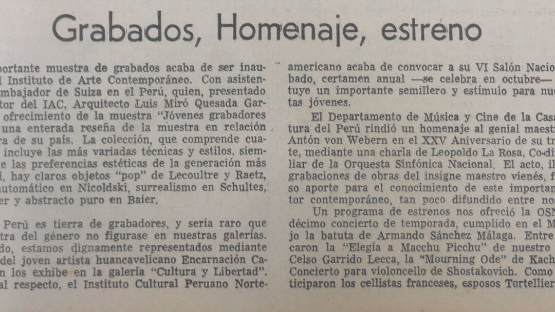 Grabados, homenaje, estreno