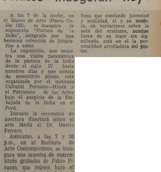 Arte hindú y grabados de Picasso inauguran hoy