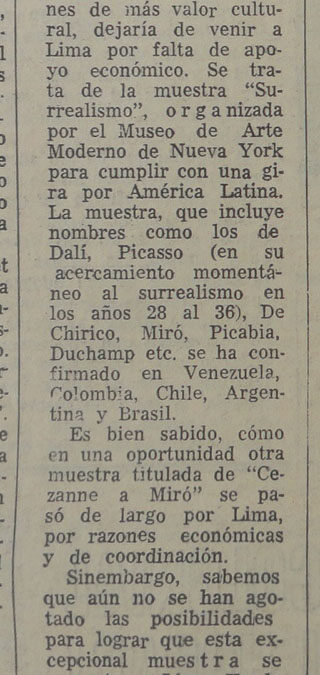 Muestra surrealista no pasaría por Lima